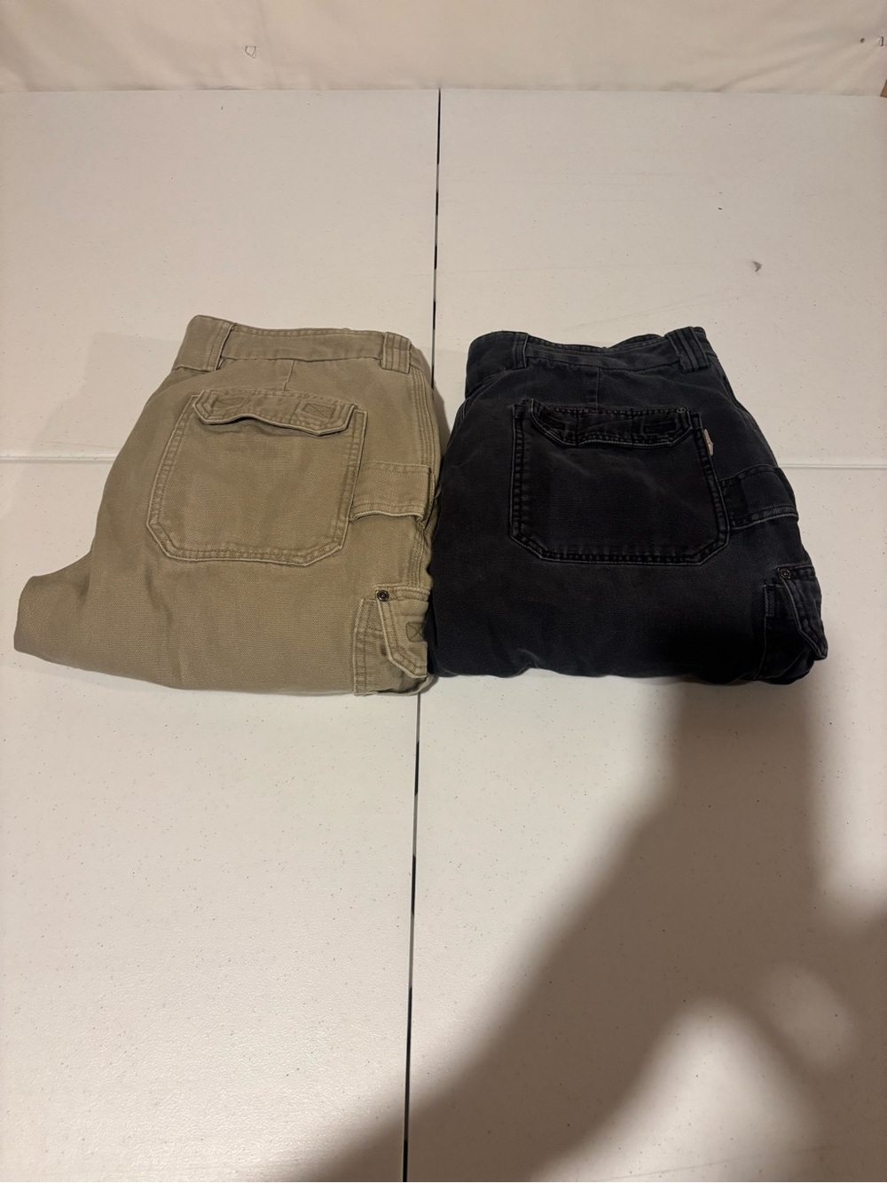 Lot Of 2 Duluth Trading Co Men’s Size 38x30 Cargo Work Pants Tan Blue